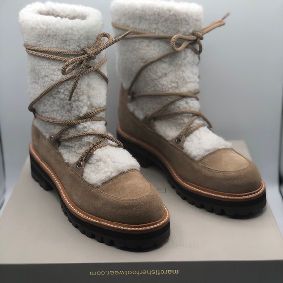 Marc Fisher Shoes - Marc Fisher Natural Isha Shearling & Suede Boots